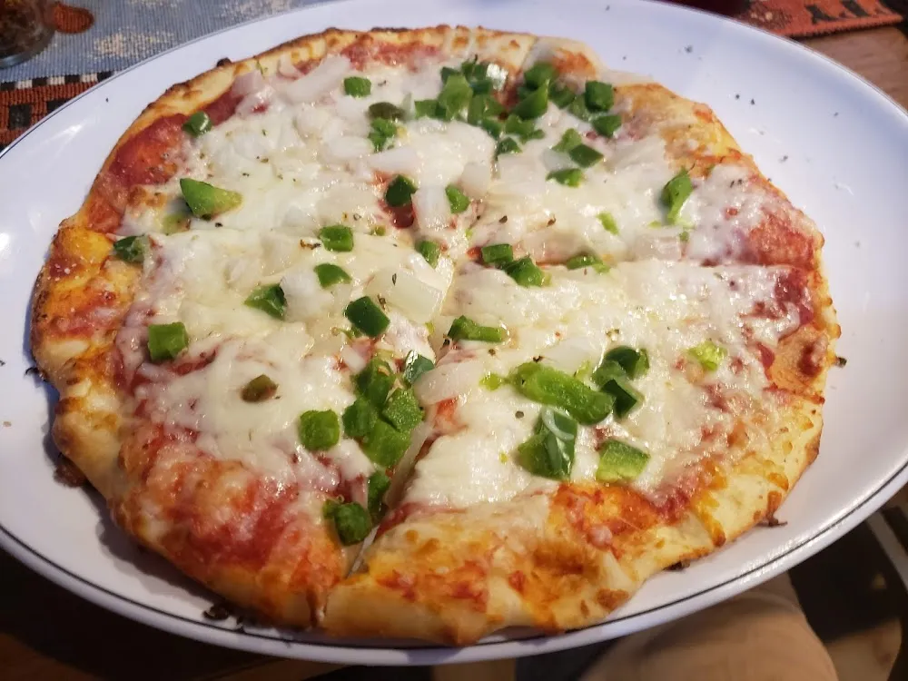 Small Pizza with Green Peppers and Onions